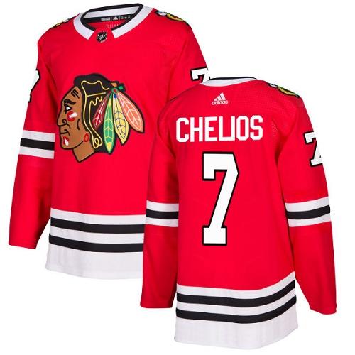 Adidas Blackhawks #7 Chris Chelios Red Home Authentic Stitched NHL Jersey - Click Image to Close